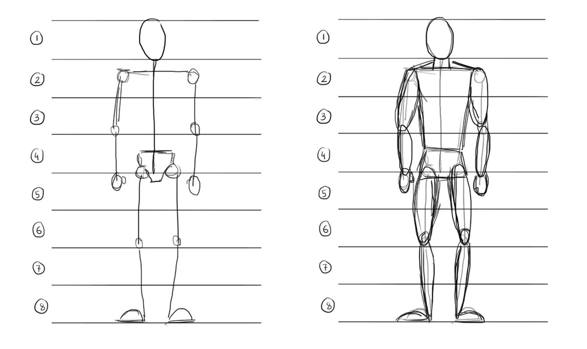 Покажи рисунки тела человека. Схема пропорций фигуры человека. Как нарисовать тело человека пропорции. Рисуем тело человека пропорции. Рисунок пропорции и строение фигуры человека.