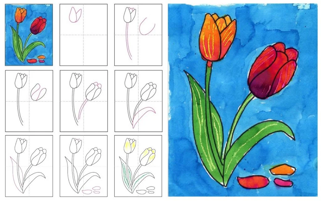 Как нарисовать цветок поэтапно карандашом