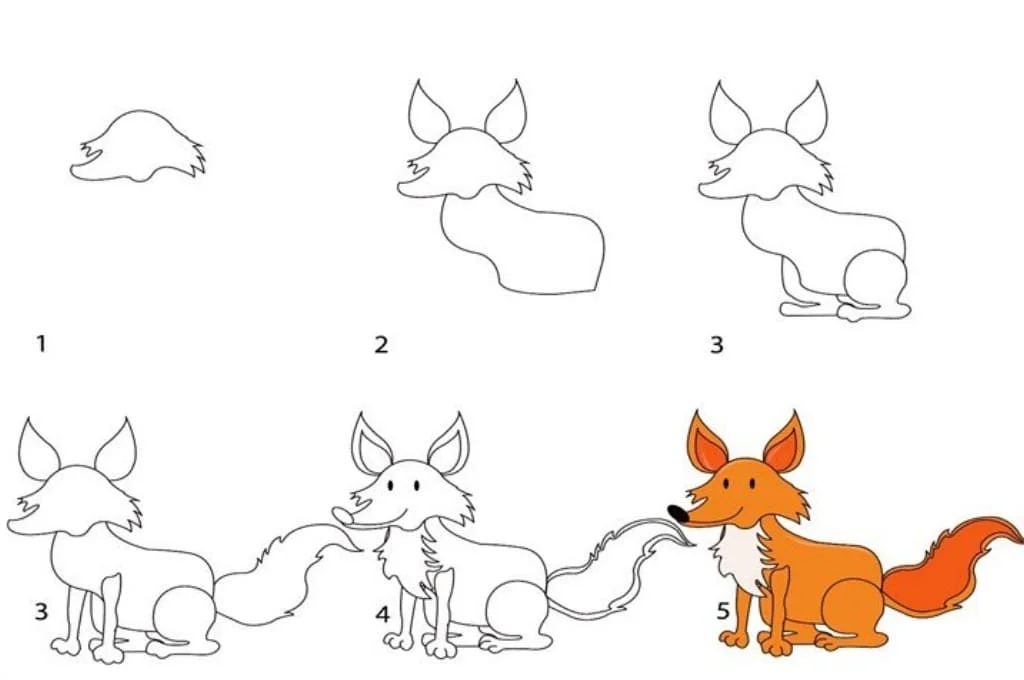 Этапы рисования лисы для дошкольников. Лиса поэтапное рисование для детей. Рисунок лисы карандашом для детей. Поэтапный рисунок лисы.