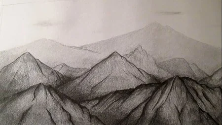 Как нарисовать горы поэтапно карандашом