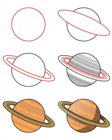 Как нарисовать Сатурн поэтапно карандашом