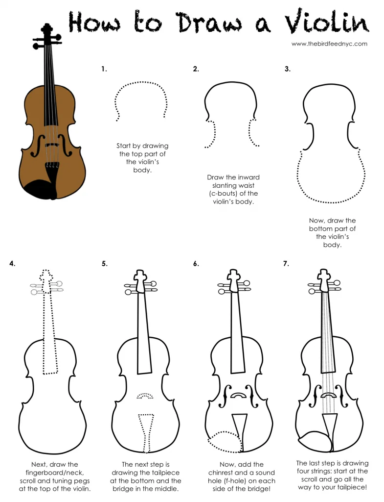 Как нарисовать скрипку карандашом поэтапно