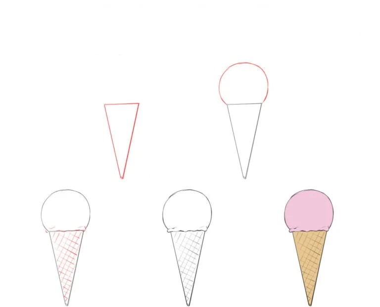 мороженое нарисовать поэтапно