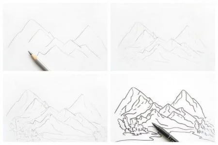 Как нарисовать гору поэтапно карандашом