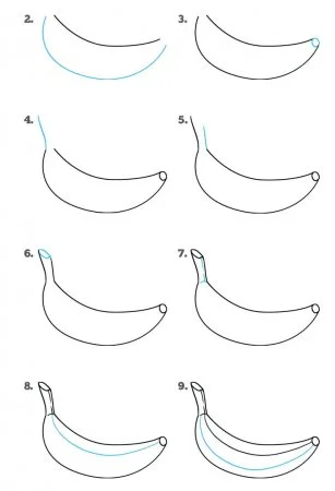 Как нарисовать банан поэтапно карандашом