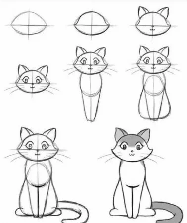 Как нарисовать кота поэтапно карандашом
