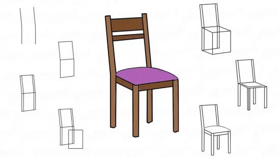 Как нарисовать стул поэтапно карандашом